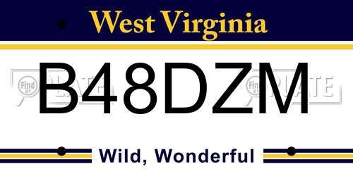 B48DZM West Virginia License Plate