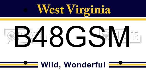 B48GSM West Virginia License Plate
