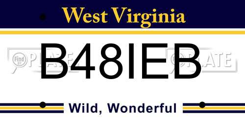 B48IEB West Virginia License Plate
