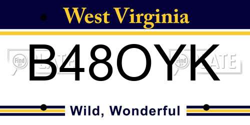 B48OYK West Virginia License Plate