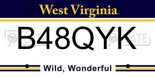 B48QYK West Virginia License Plate