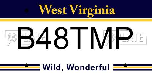 B48TMP West Virginia License Plate