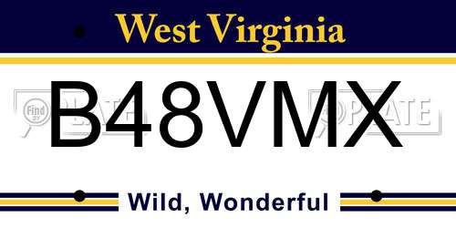 B48VMX West Virginia License Plate