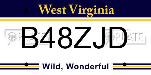 B48ZJD West Virginia License Plate