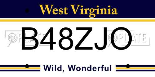 B48ZJO West Virginia License Plate