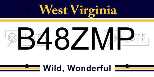 B48ZMP West Virginia License Plate