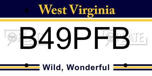 B49PFB West Virginia License Plate