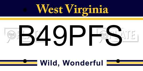 B49PFS West Virginia License Plate