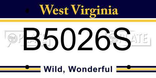 B5026S West Virginia License Plate