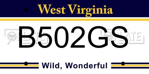 B502GS West Virginia License Plate