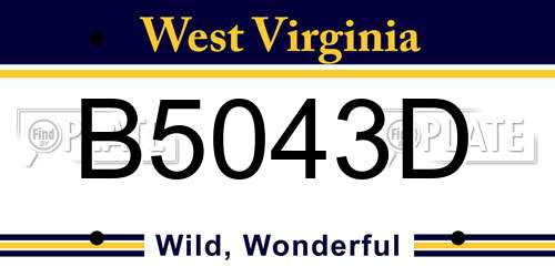 B5043D West Virginia License Plate