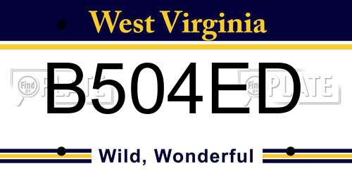 B504ED West Virginia License Plate