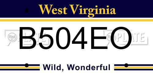 B504EO West Virginia License Plate