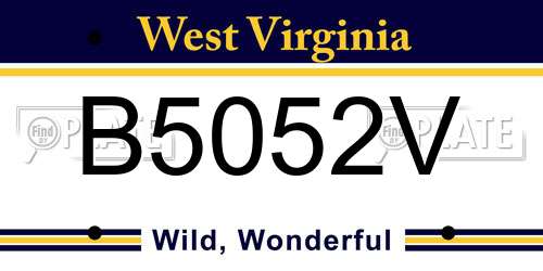 B5052V West Virginia License Plate
