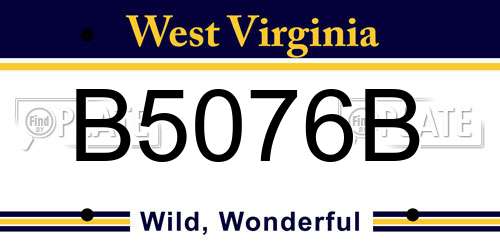 B5076B West Virginia License Plate