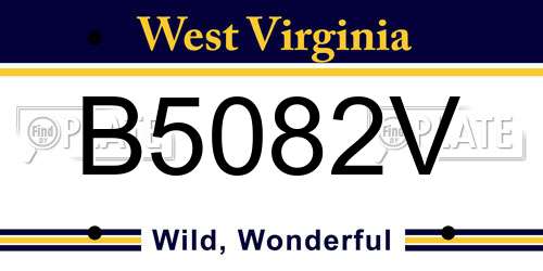 B5082V West Virginia License Plate