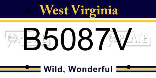 B5087V West Virginia License Plate
