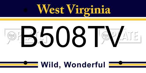 B508TV West Virginia License Plate
