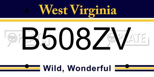 B508ZV West Virginia License Plate