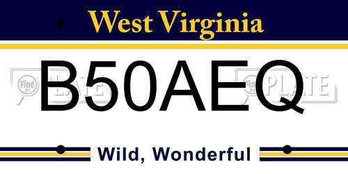 B50AEQ West Virginia License Plate