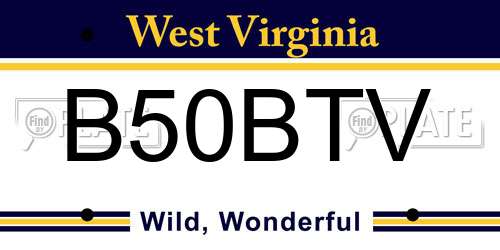 B50BTV West Virginia License Plate