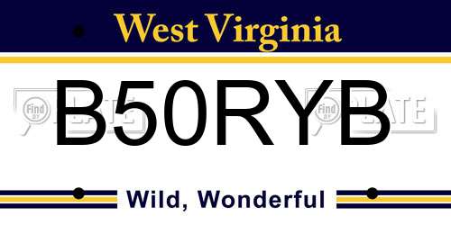 B50RYB West Virginia License Plate