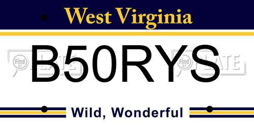 B50RYS West Virginia License Plate