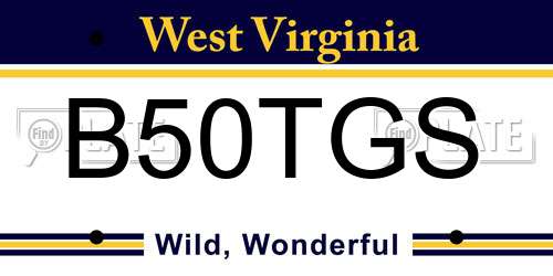 B50TGS West Virginia License Plate