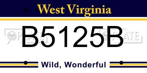 B5125B West Virginia License Plate