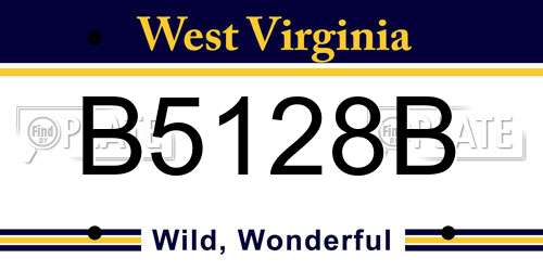 B5128B West Virginia License Plate