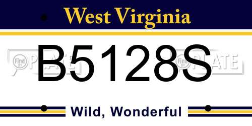 B5128S West Virginia License Plate