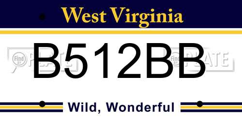 B512BB West Virginia License Plate