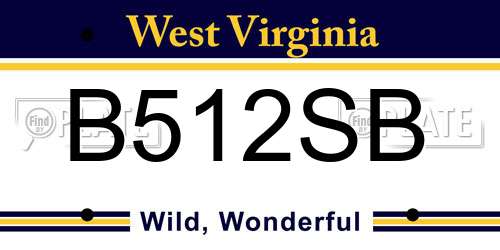 B512SB West Virginia License Plate