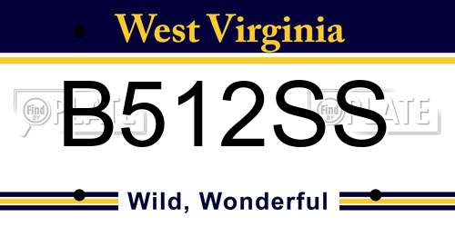 B512SS West Virginia License Plate