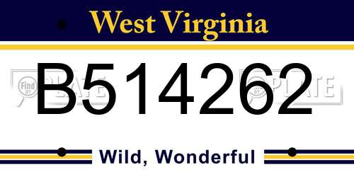 B514262 West Virginia License Plate