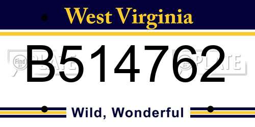 B514762 West Virginia License Plate