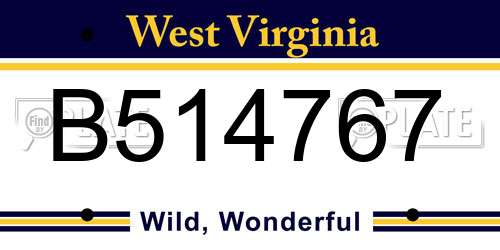 B514767 West Virginia License Plate