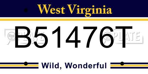 B51476T West Virginia License Plate