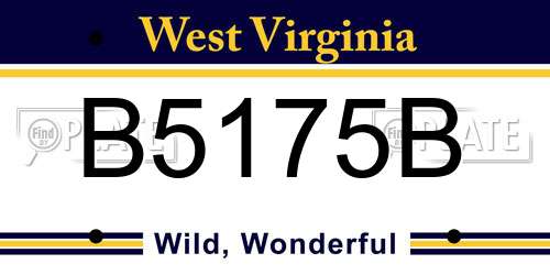 B5175B West Virginia License Plate