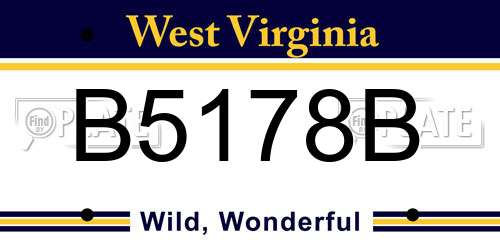 B5178B West Virginia License Plate