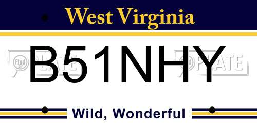 B51NHY West Virginia License Plate