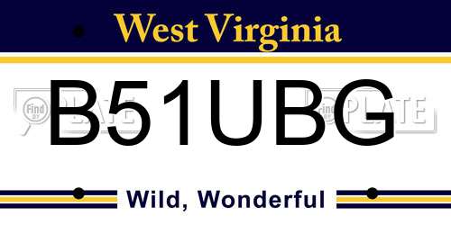 B51UBG West Virginia License Plate