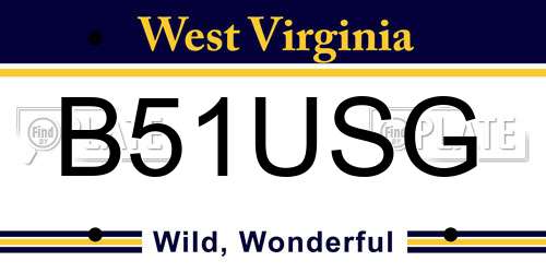 B51USG West Virginia License Plate