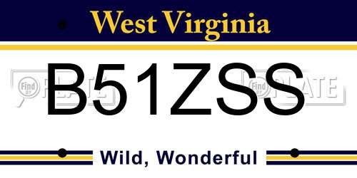 B51ZSS West Virginia License Plate
