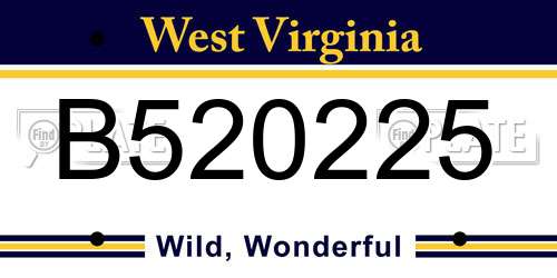 B520225 West Virginia License Plate