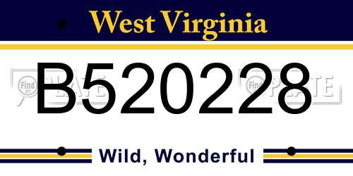 B520228 West Virginia License Plate