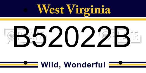 B52022B West Virginia License Plate