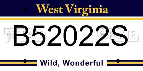 B52022S West Virginia License Plate