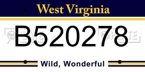 B520278 West Virginia License Plate