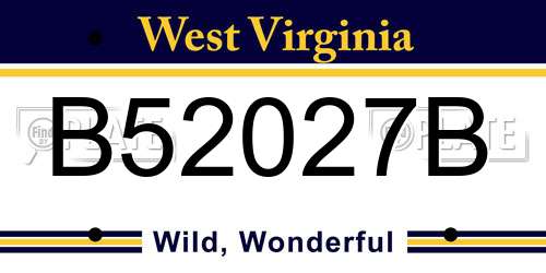 B52027B West Virginia License Plate